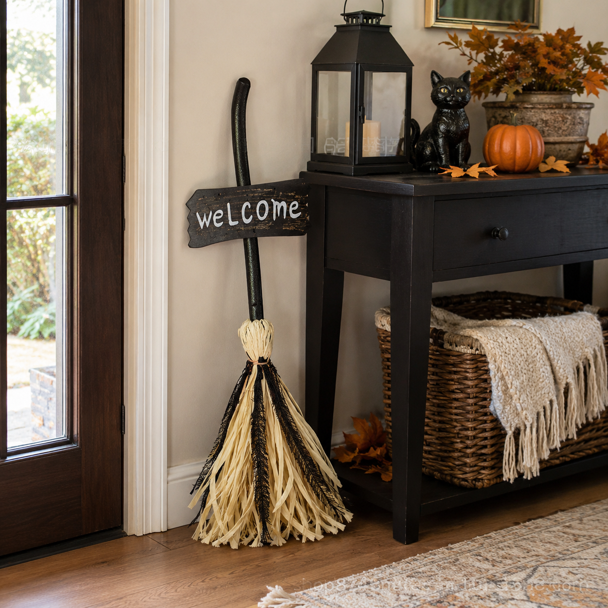 Voice-Activated Light-Up Halloween Witch's Broom-HandPrint