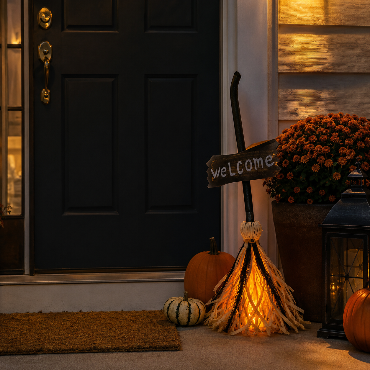 Voice-Activated Light-Up Halloween Witch's Broom-HandPrint