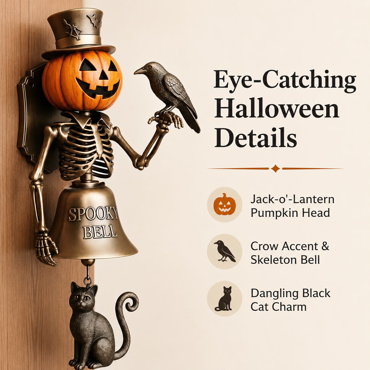 Halloween Pumpkin Skeleton Door Bell-HandPrint