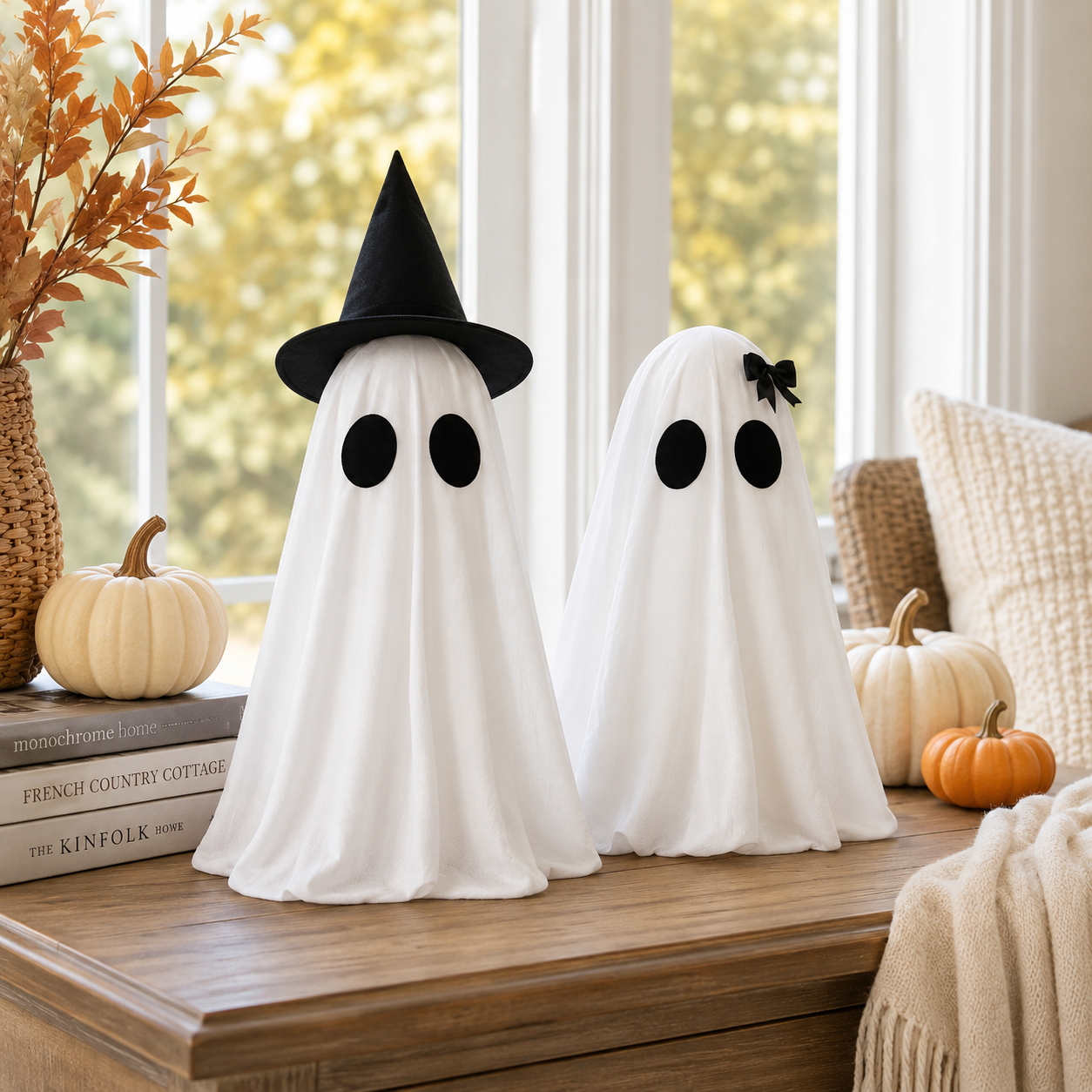 Set of 2 Light-Up Halloween Ghost Decorations-HandPrint