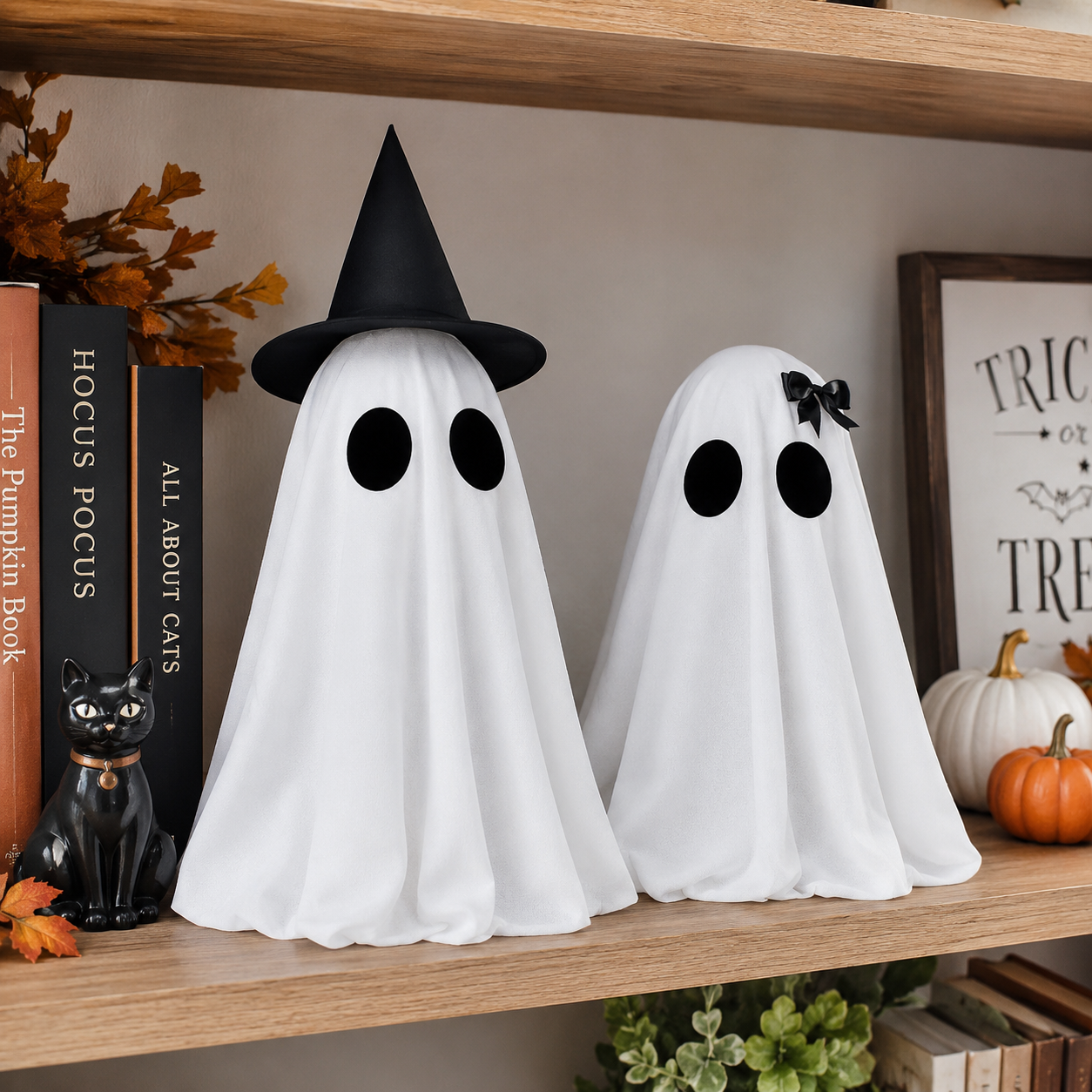 Set of 2 Light-Up Halloween Ghost Decorations-HandPrint