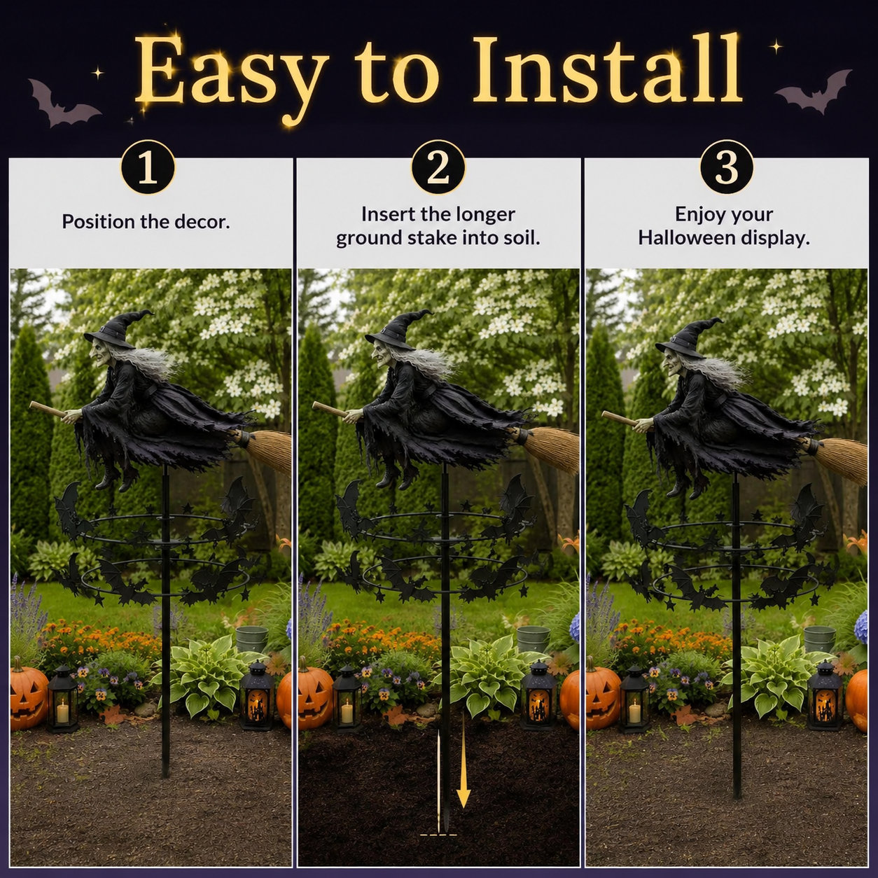 Halloween Witch Garden Stake Decor-HandPrint