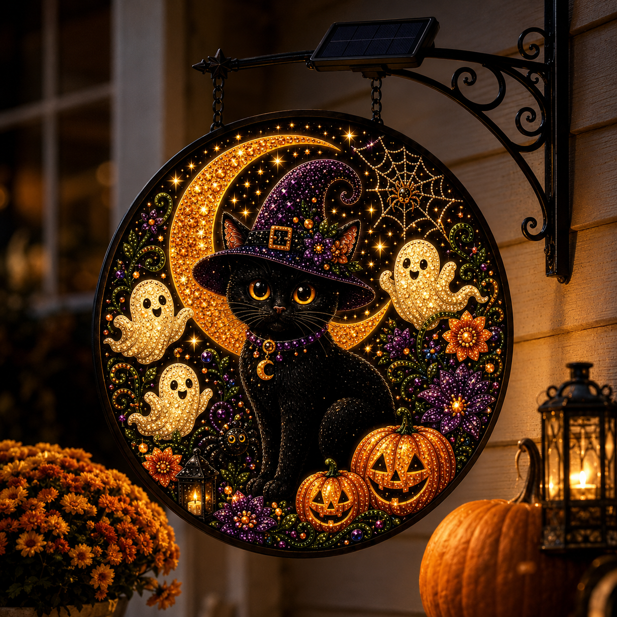 Solar Lighted Halloween Cat Hanging Decor-HandPrint