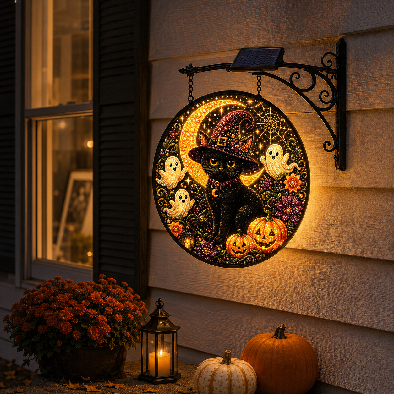Solar Lighted Halloween Cat Hanging Decor-HandPrint