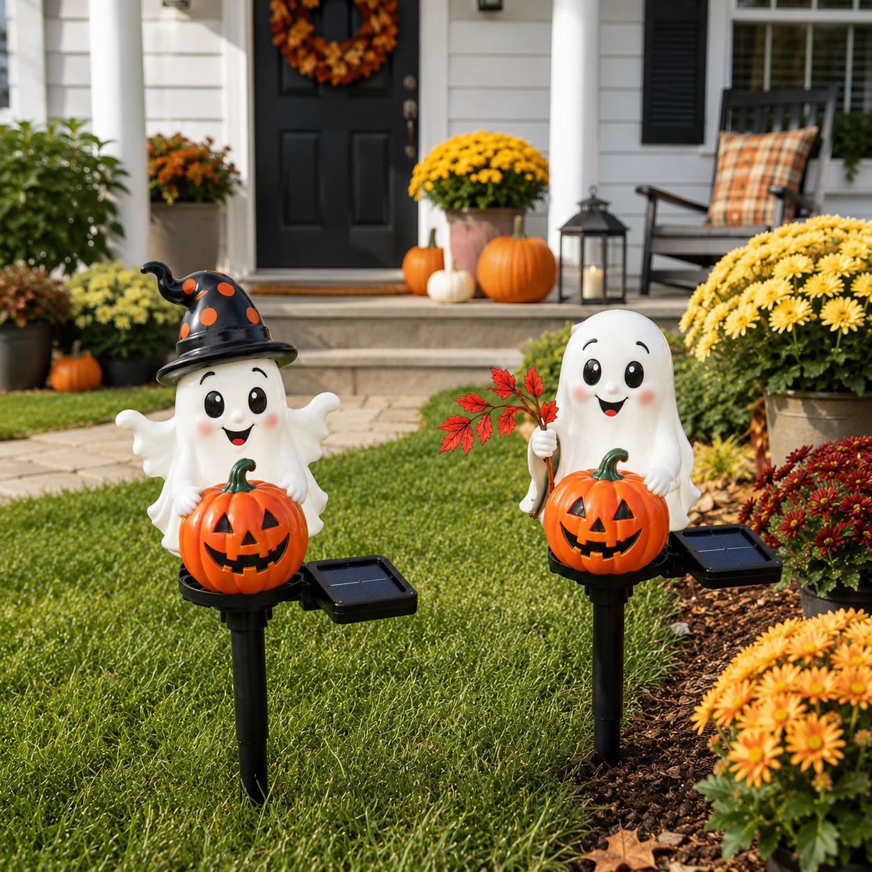Solar Ghost Pumpkin Stake Light-HandPrint