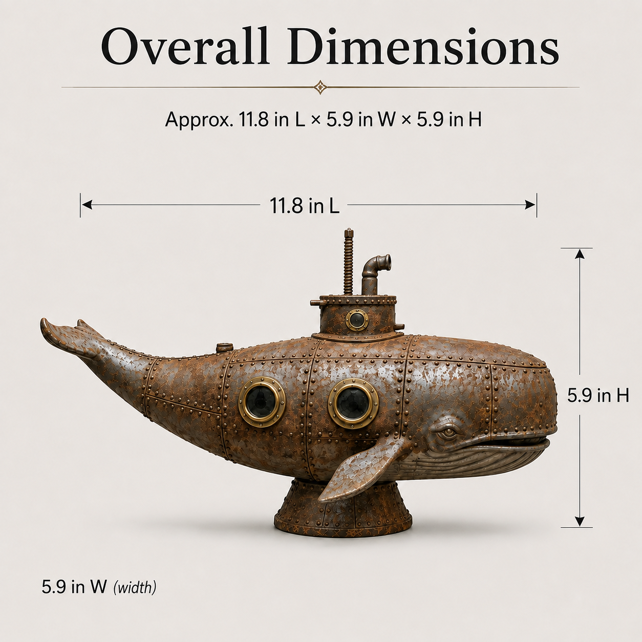 Vintage Mechanical Whale Sculpture-HandPrint