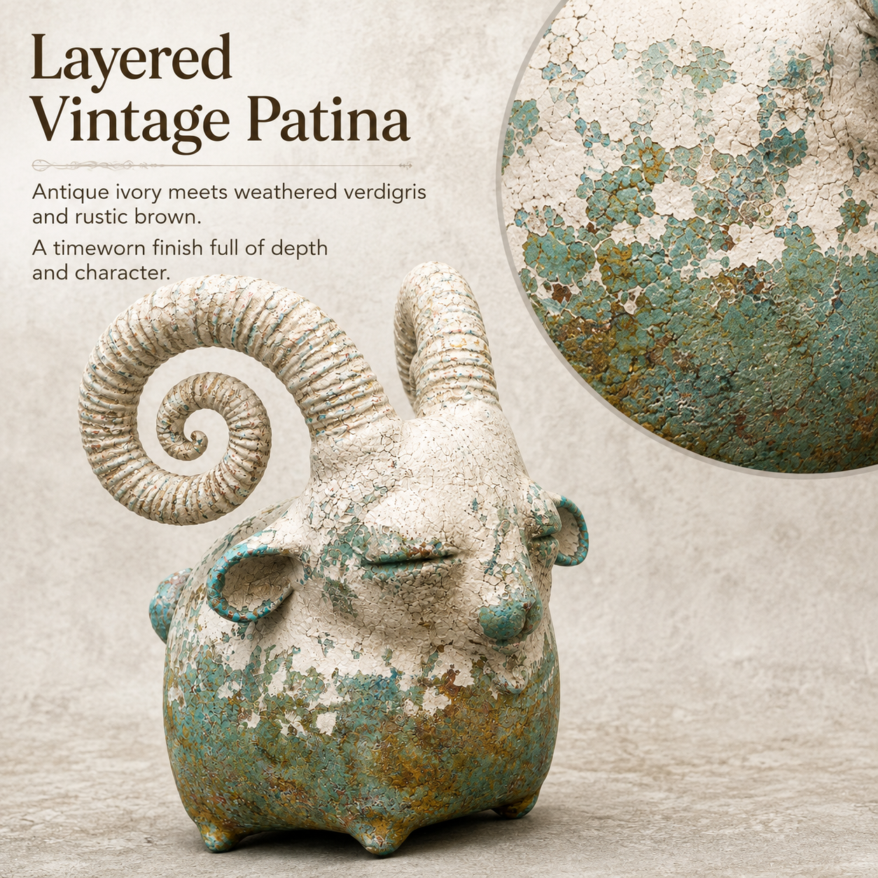 Vintage Ram Sculpture-HandPrint