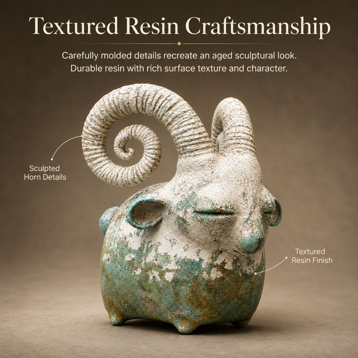 Vintage Ram Sculpture-HandPrint