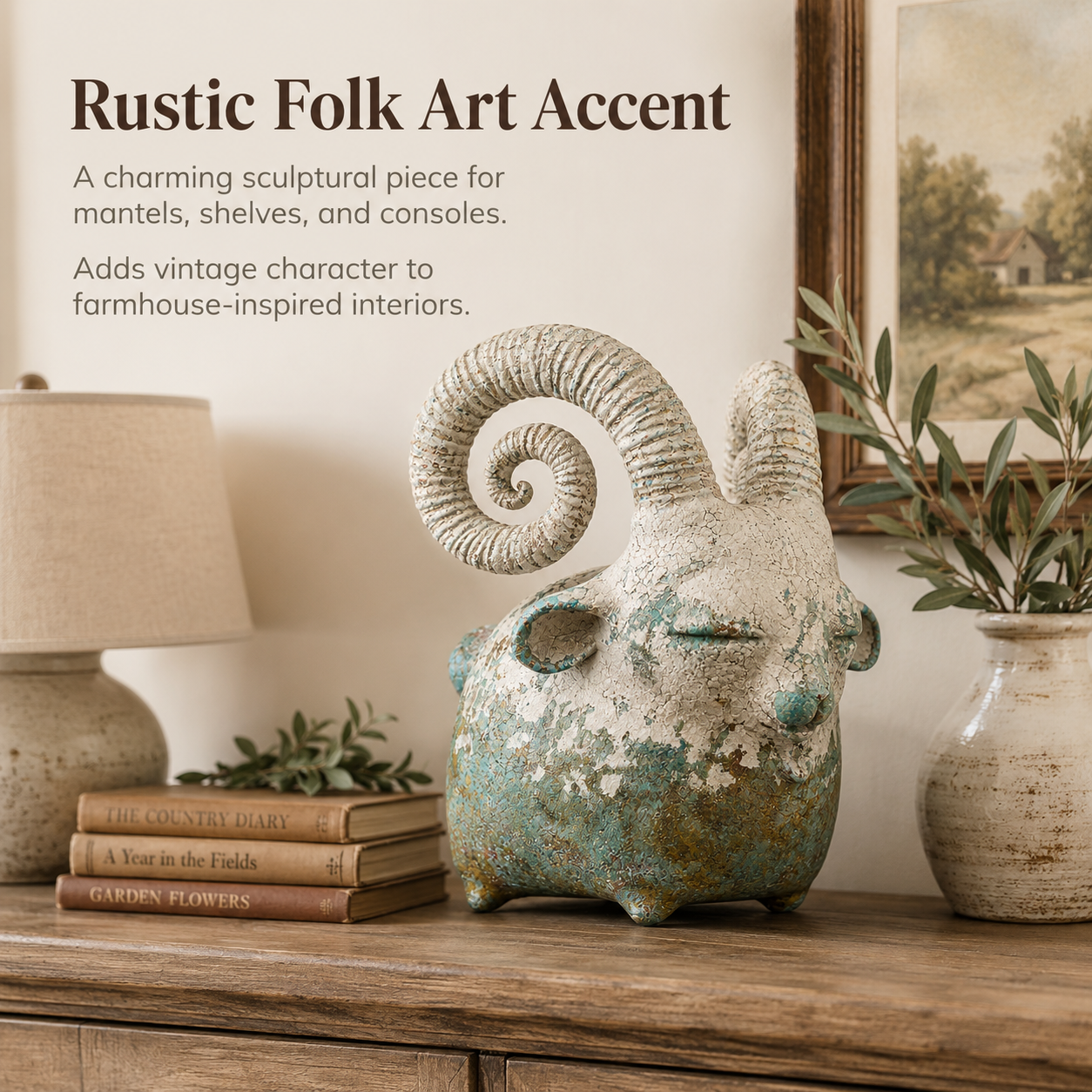 Vintage Ram Sculpture-HandPrint