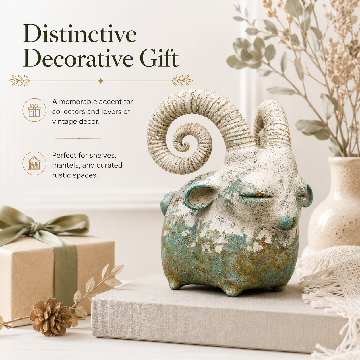 Vintage Ram Sculpture-HandPrint