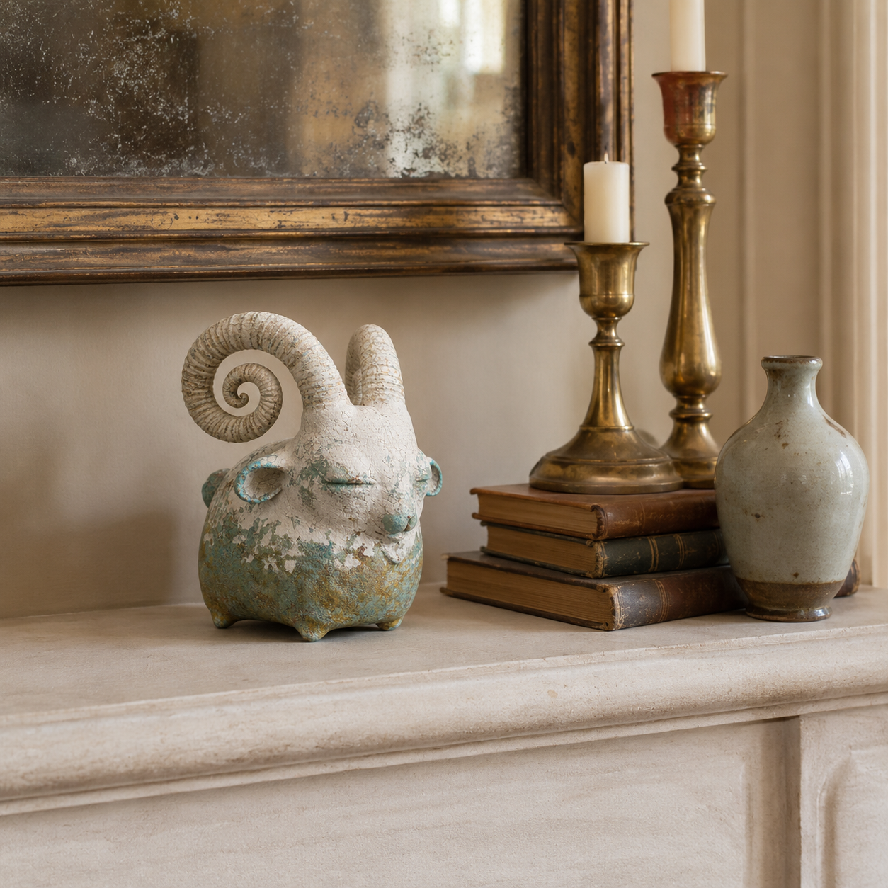 Vintage Ram Sculpture-HandPrint