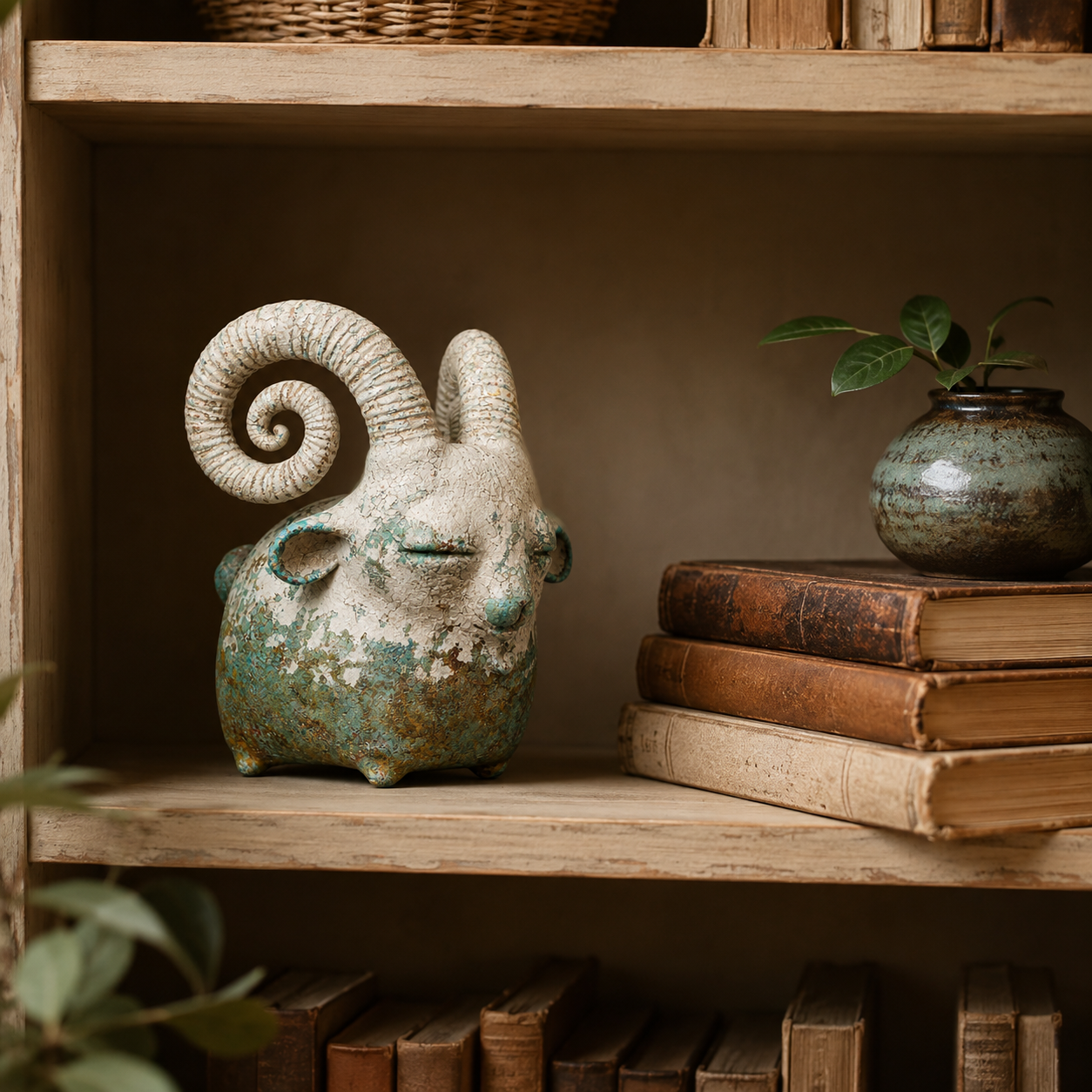 Vintage Ram Sculpture-HandPrint