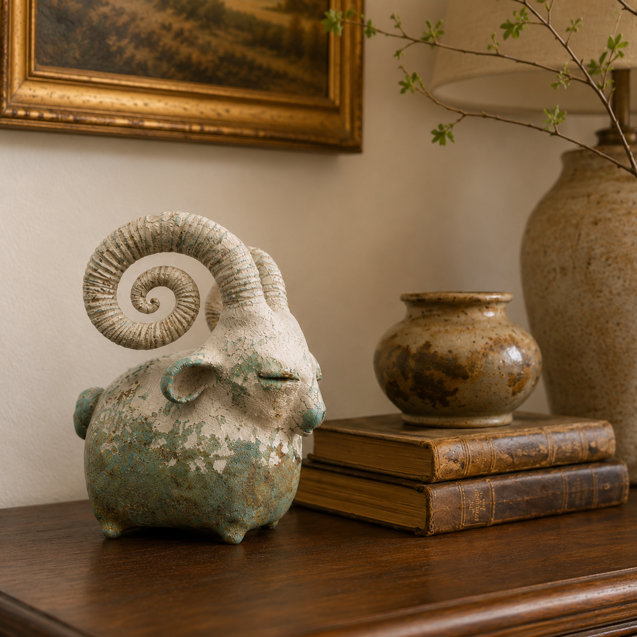 Vintage Ram Sculpture-HandPrint