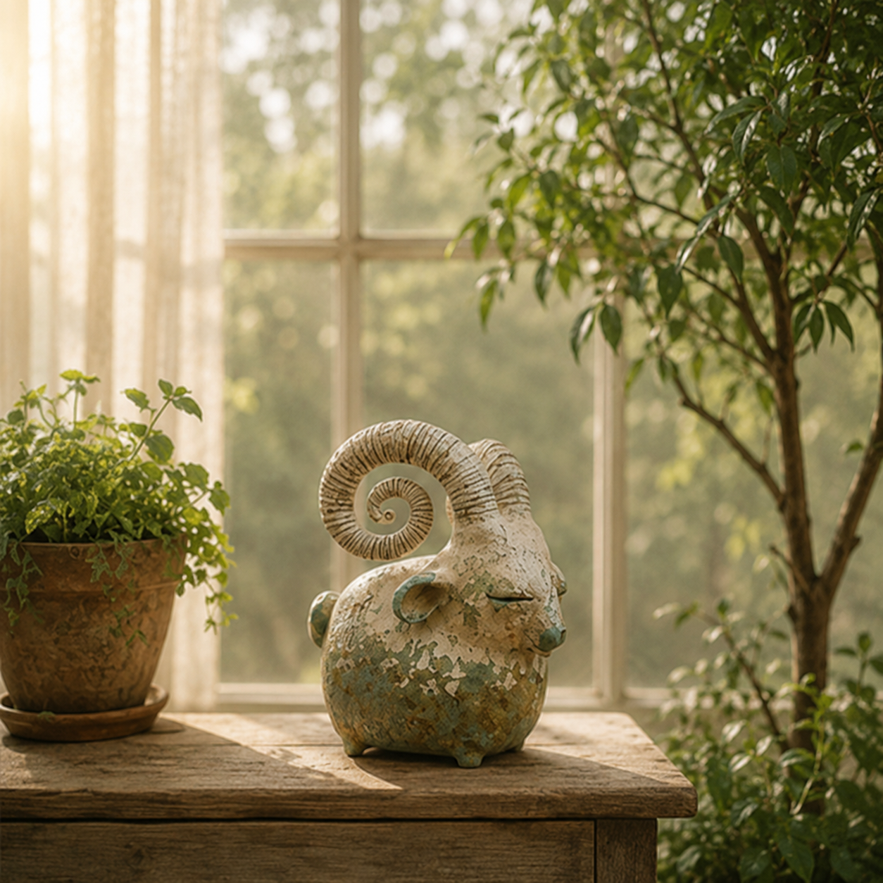 Vintage Ram Sculpture-HandPrint