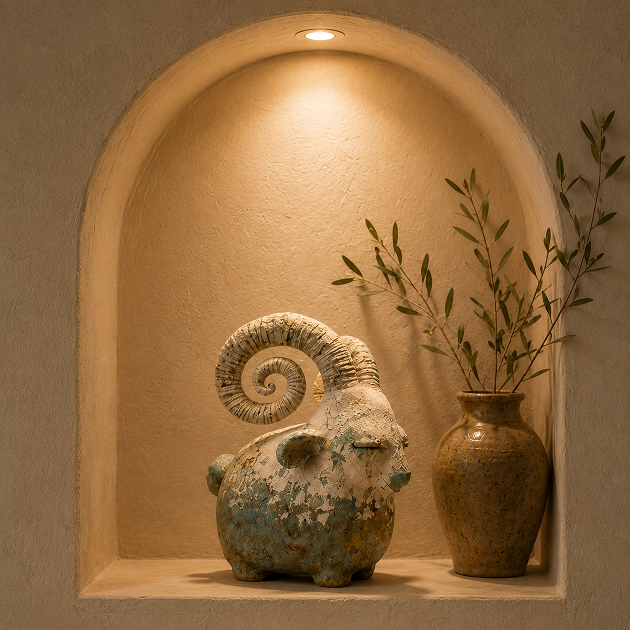 Vintage Ram Sculpture-HandPrint