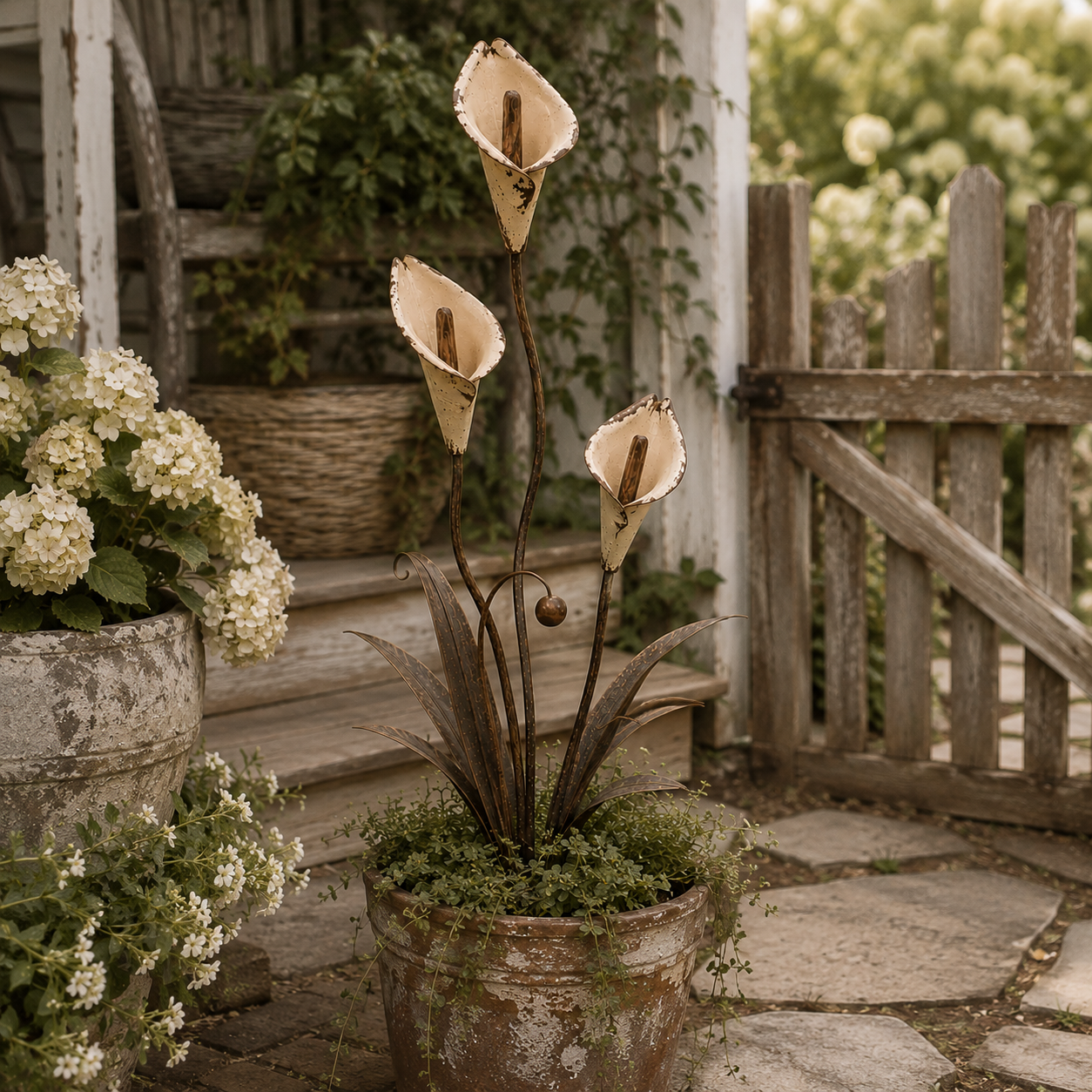 Vintage Metal Calla Lily Garden Stake-HandPrint