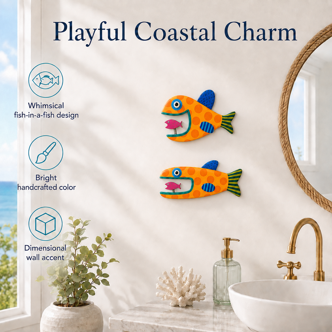 Whimsical Spring-Mouth Fish Wall Decor-HandPrint