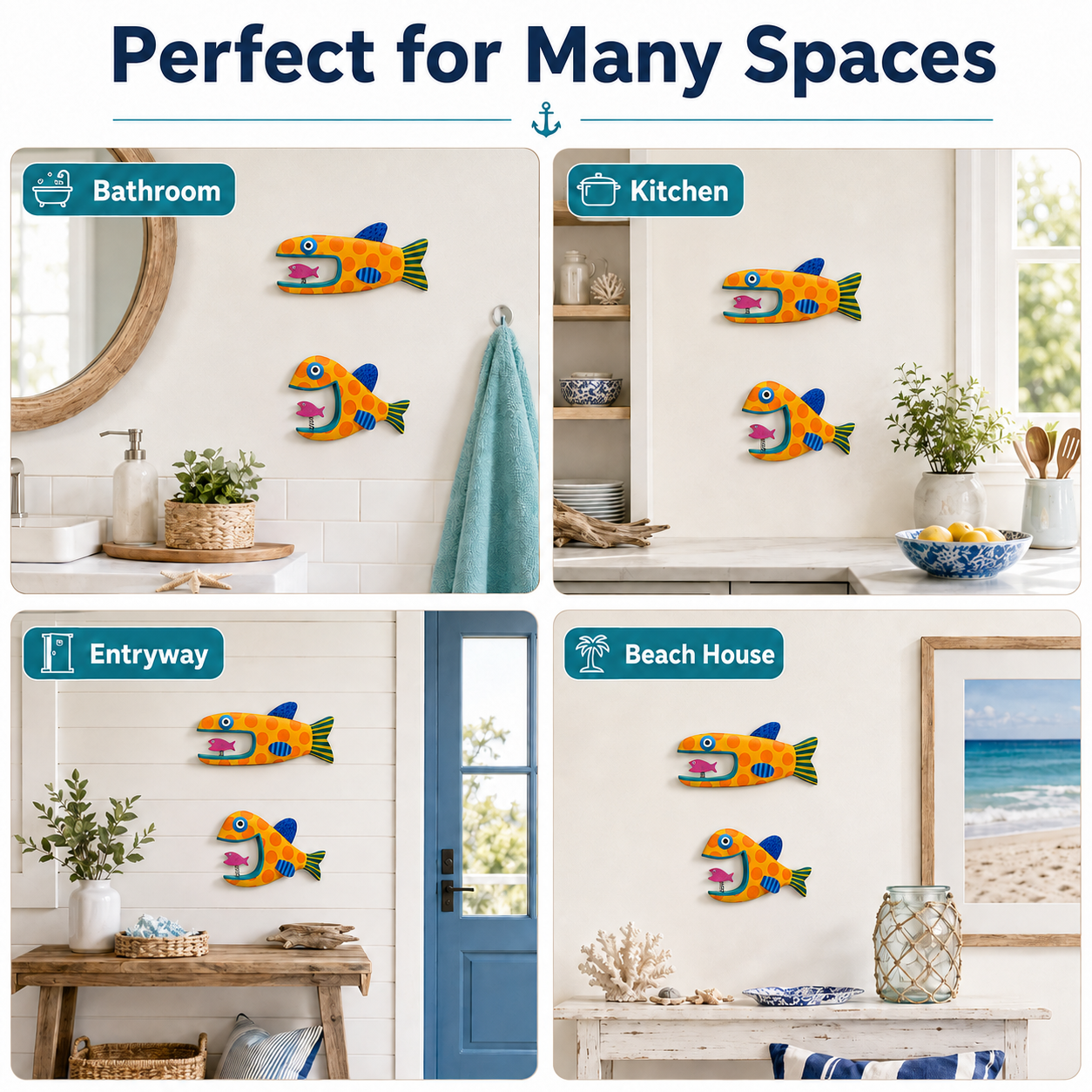 Whimsical Spring-Mouth Fish Wall Decor-HandPrint