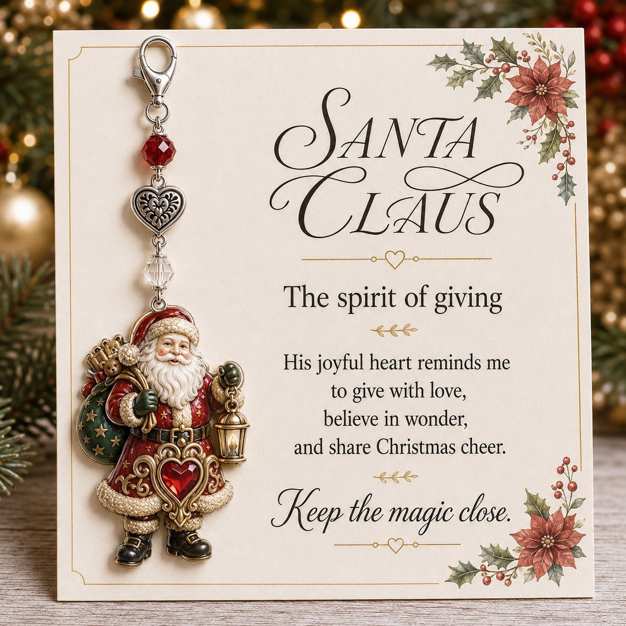 🎄Christmas Keepsake Keychain Card&Pocket Hug-HandPrint