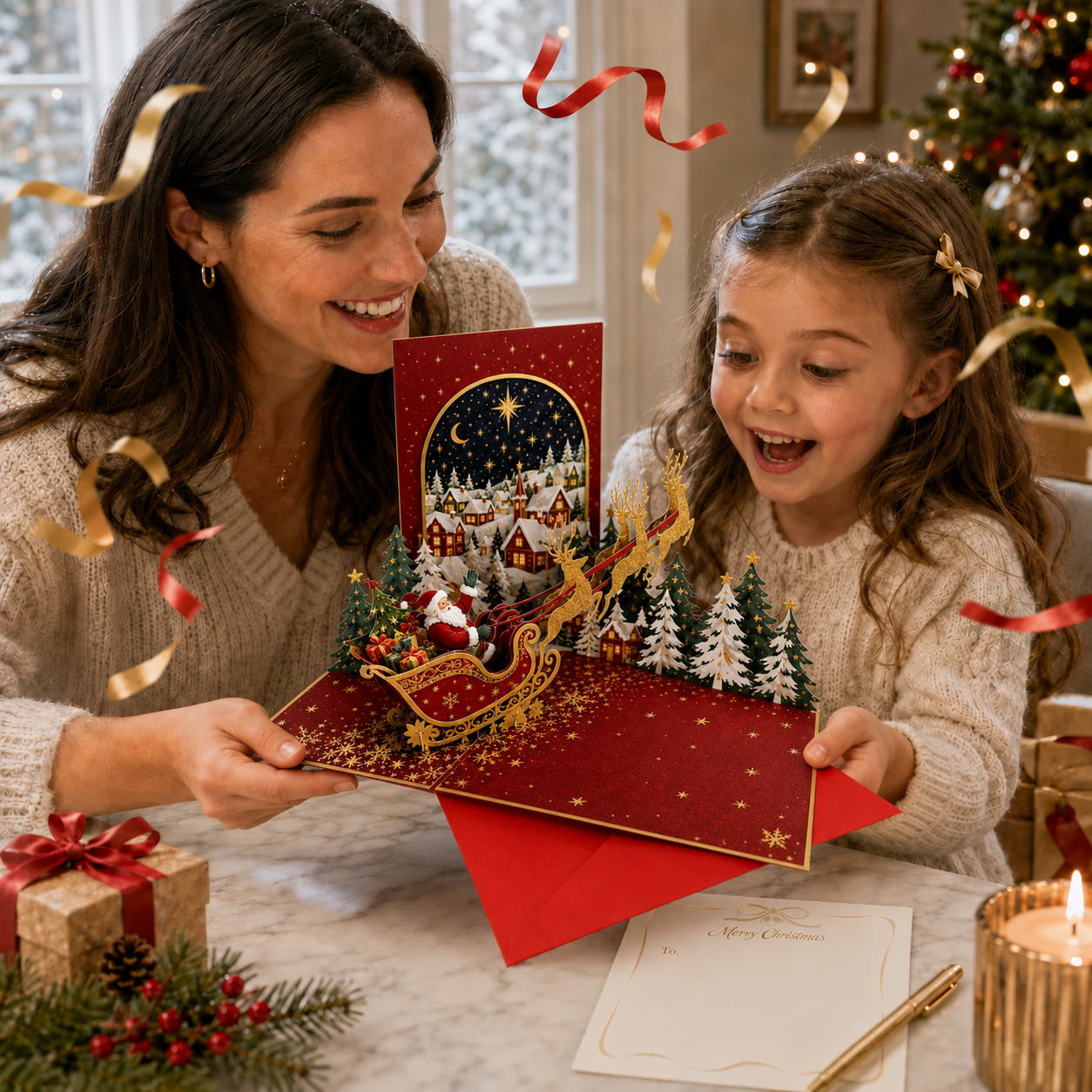 🔥 70% OFF —🎅✨ Magical 3D Santa Sleigh Christmas Pop-Up Card 🎄💌-HandPrint