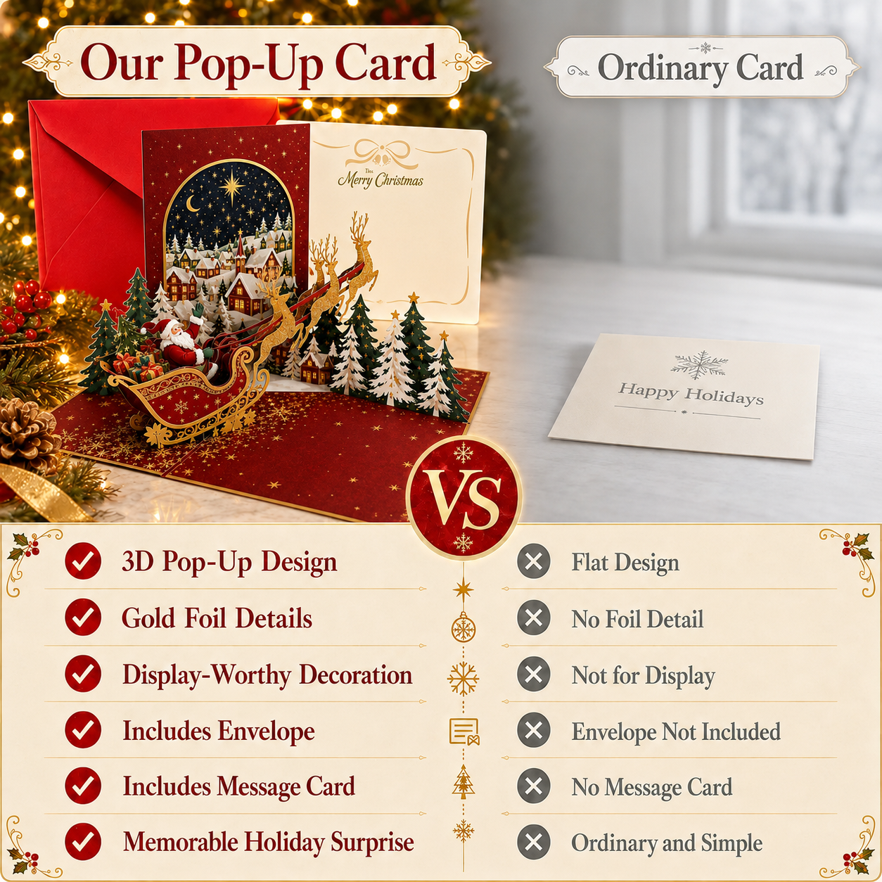 🔥 70% OFF —🎅✨ Magical 3D Santa Sleigh Christmas Pop-Up Card 🎄💌-HandPrint