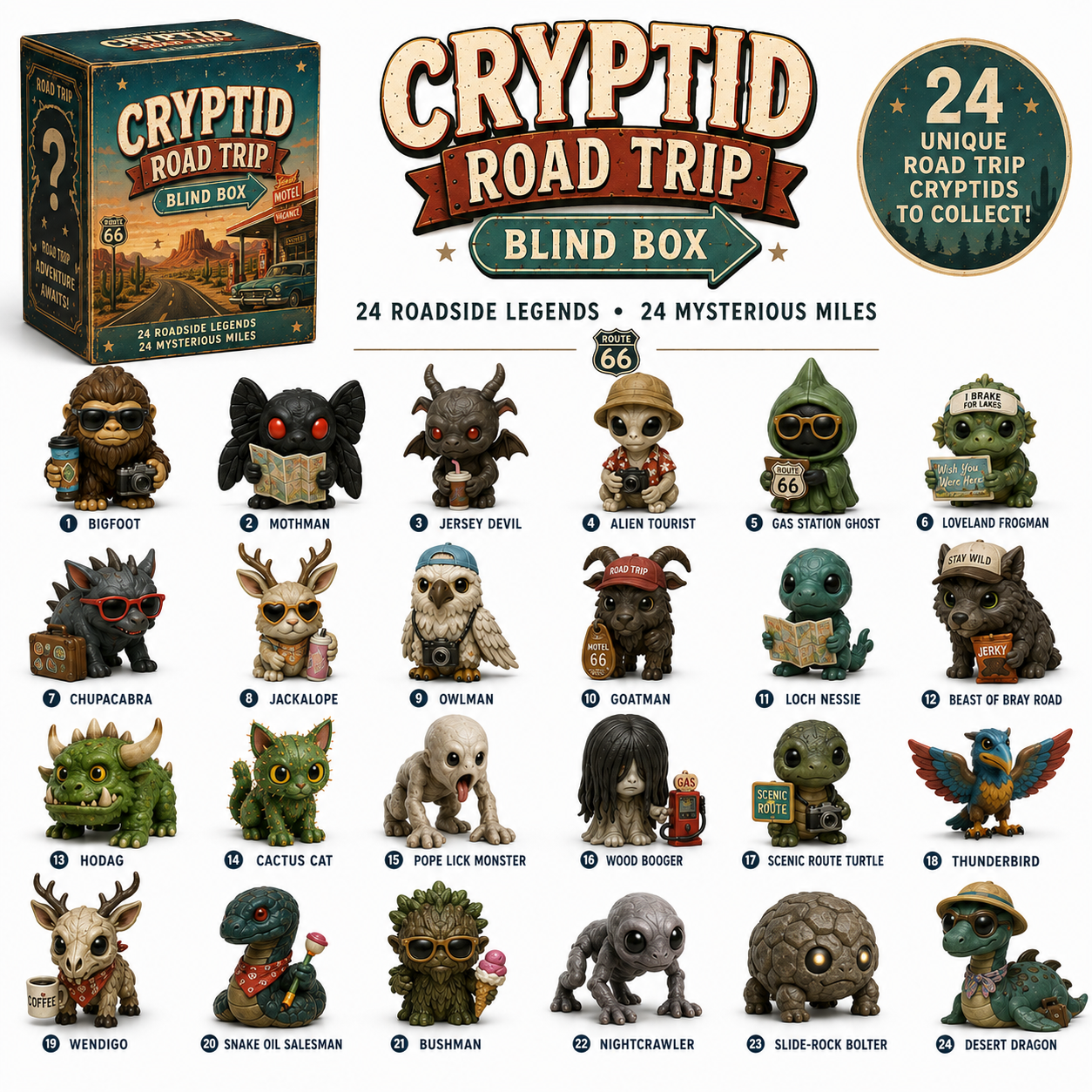 👁️North American Cryptids Blind Box – Complete 24-Piece Collection👹-HandPrint