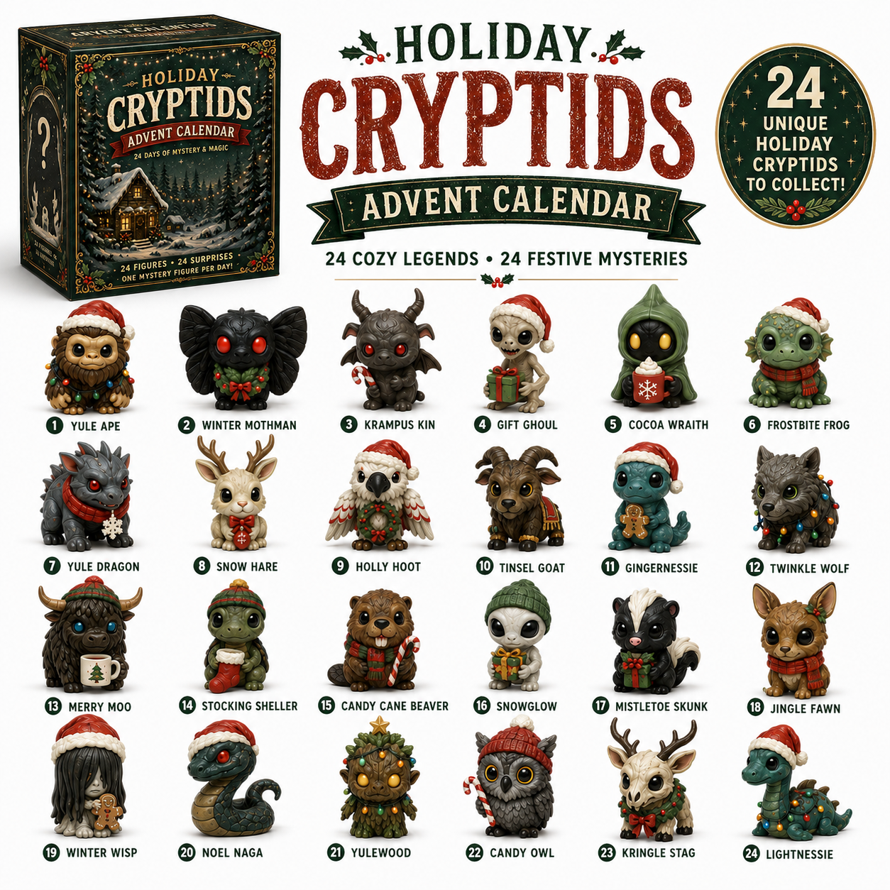 👁️North American Cryptids Blind Box – Complete 24-Piece Collection👹-HandPrint