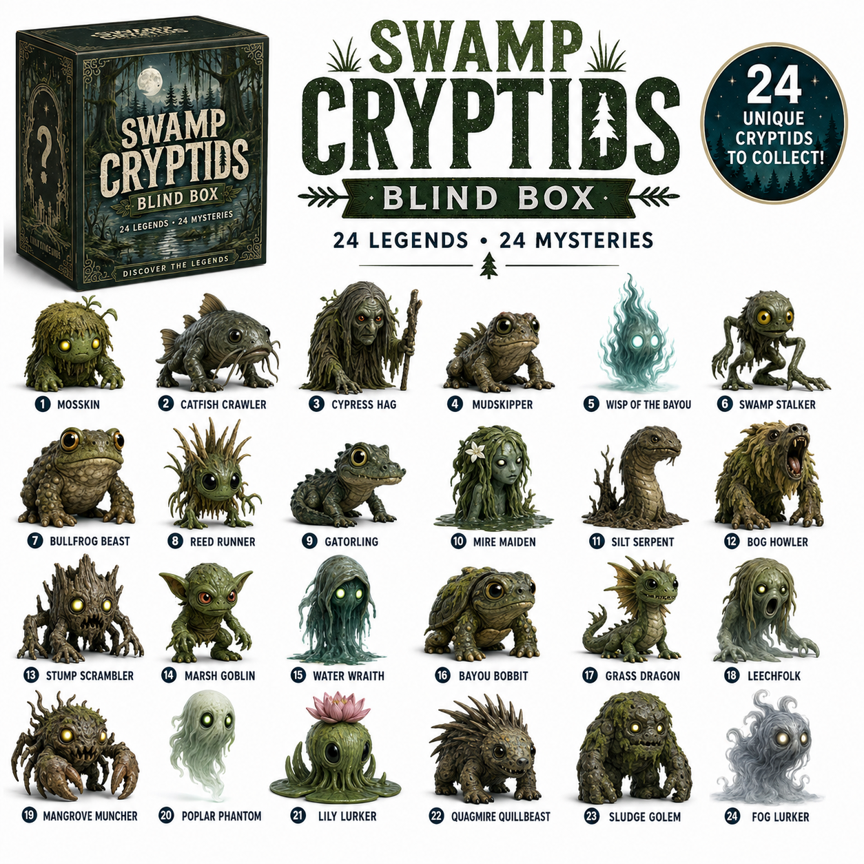 👁️North American Cryptids Blind Box – Complete 24-Piece Collection👹-HandPrint