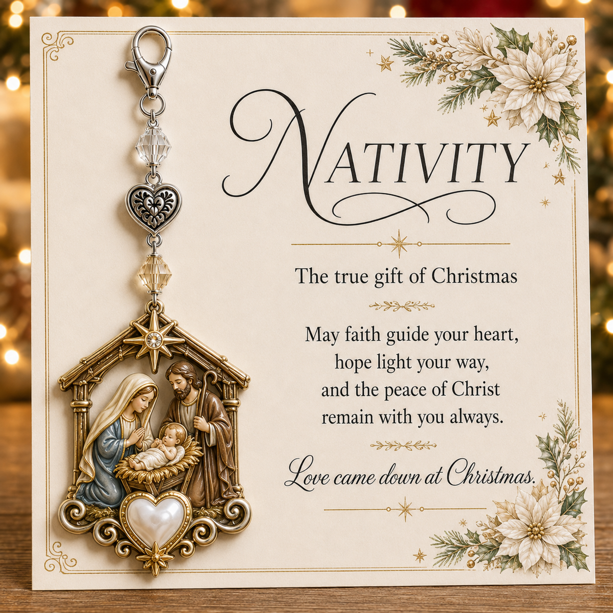 🎄Christmas Keepsake Keychain Card&Pocket Hug-HandPrint