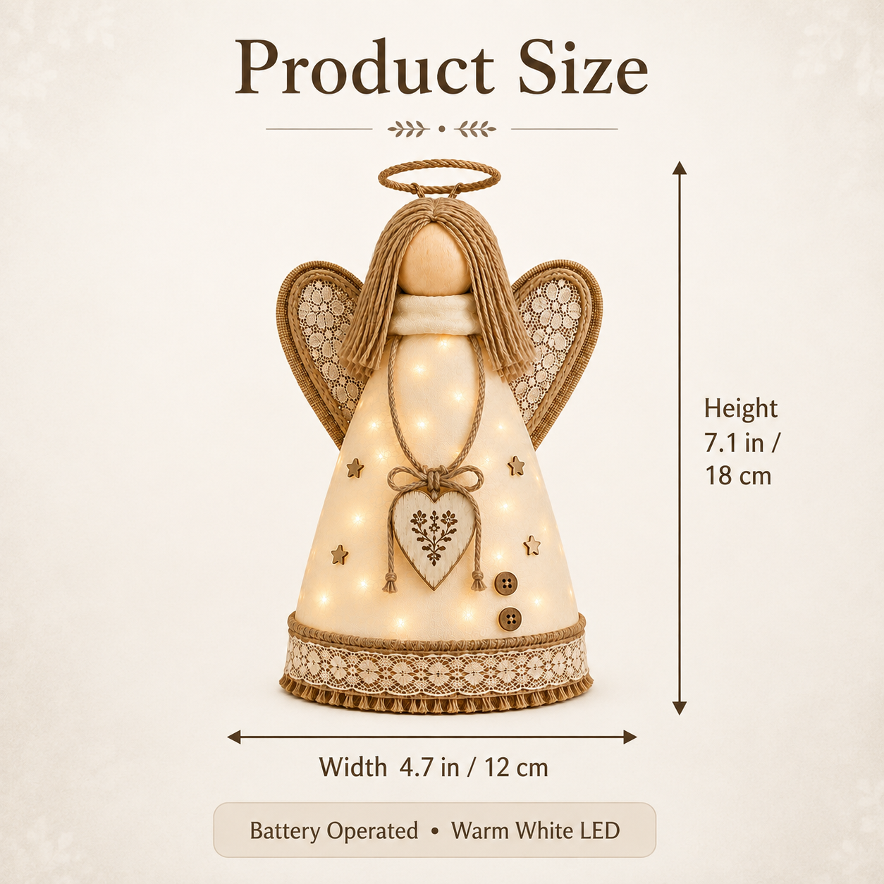 Rustic Angel Table Lamp with Warm LED Lights-HandPrint