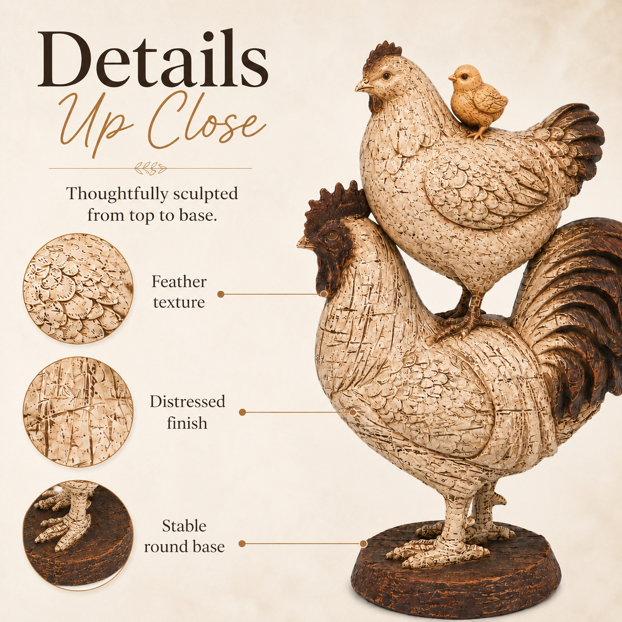 Vintage Country Rooster Sculpture