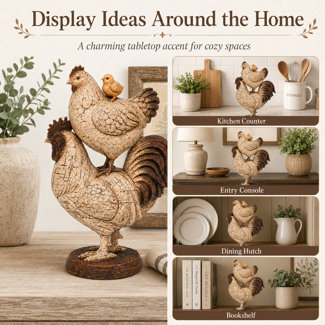 Vintage Country Rooster Sculpture