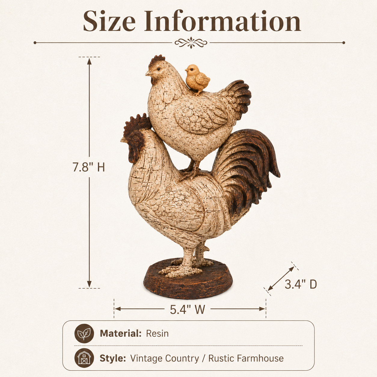 Vintage Country Rooster Sculpture