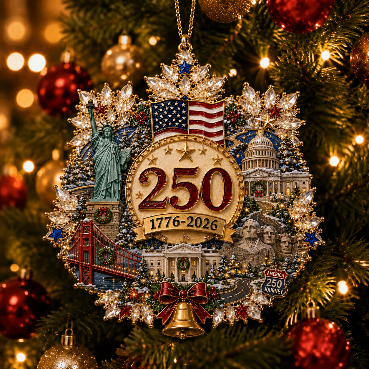 🔥LAST DAY 75% OFF!!🔥 America 250 Crystal Snowflake Heritage Ornament™-HandPrint