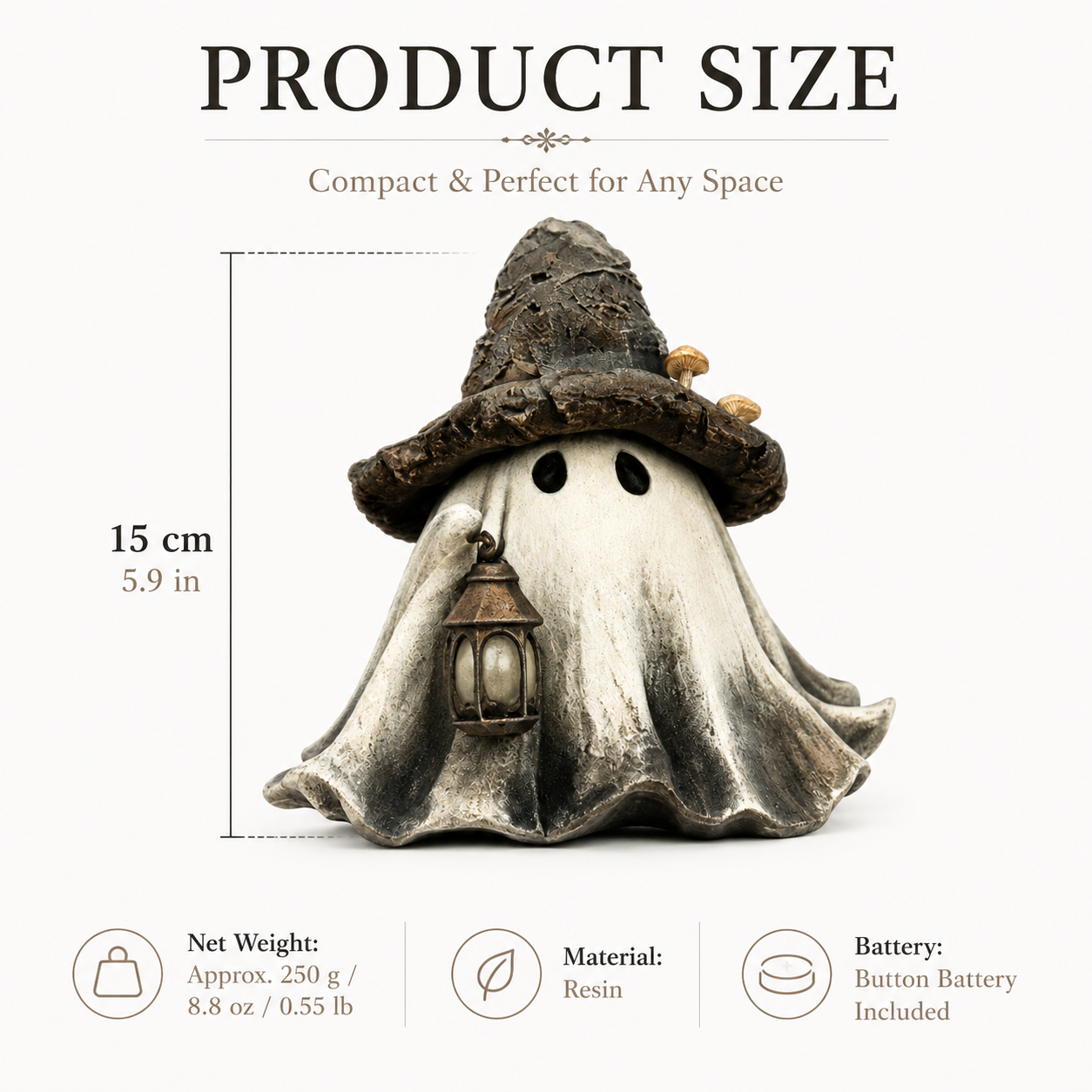 Lighted Witch Hat Ghost Lantern Figurine-HandPrint