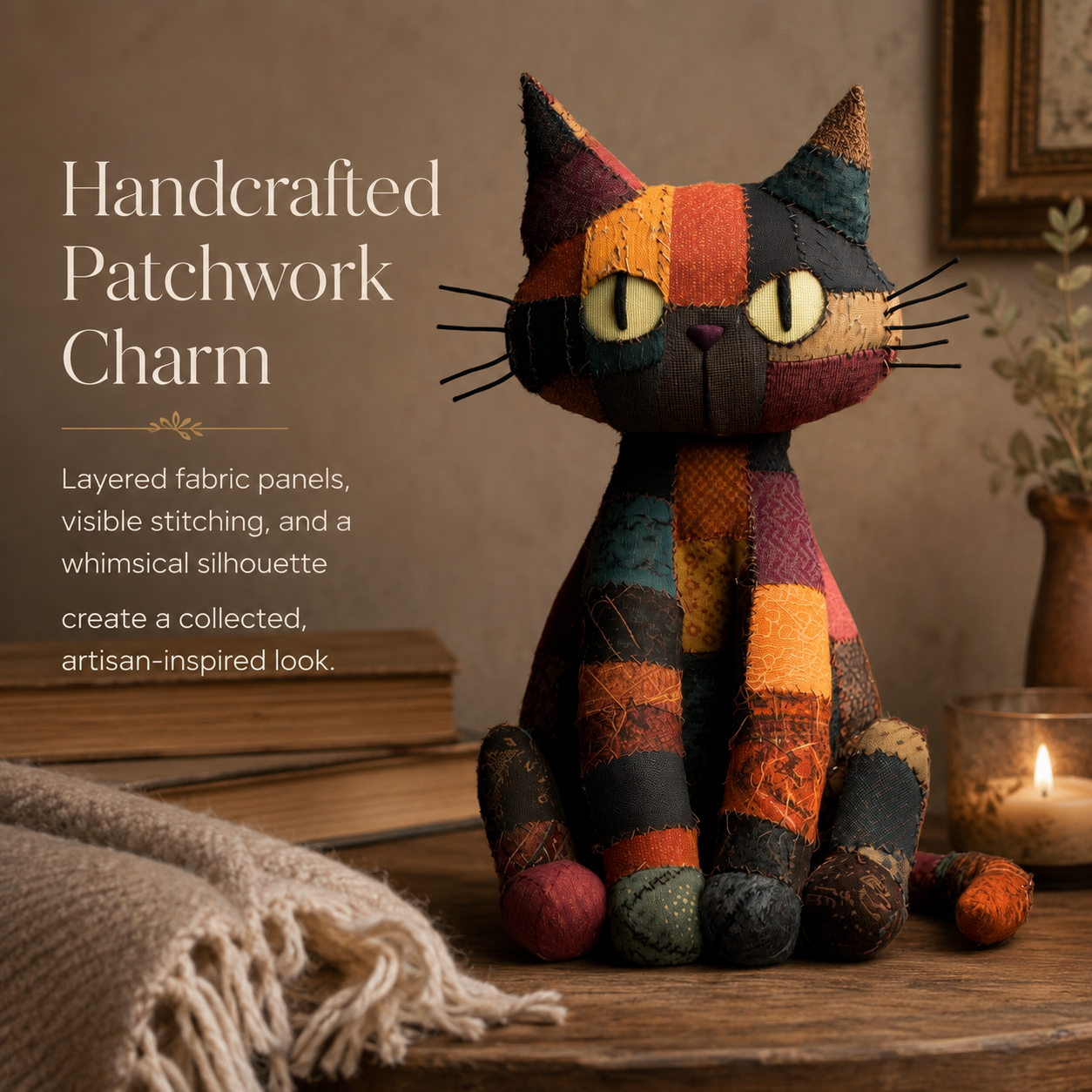 Ember Moon Patchwork Cat-HandPrint