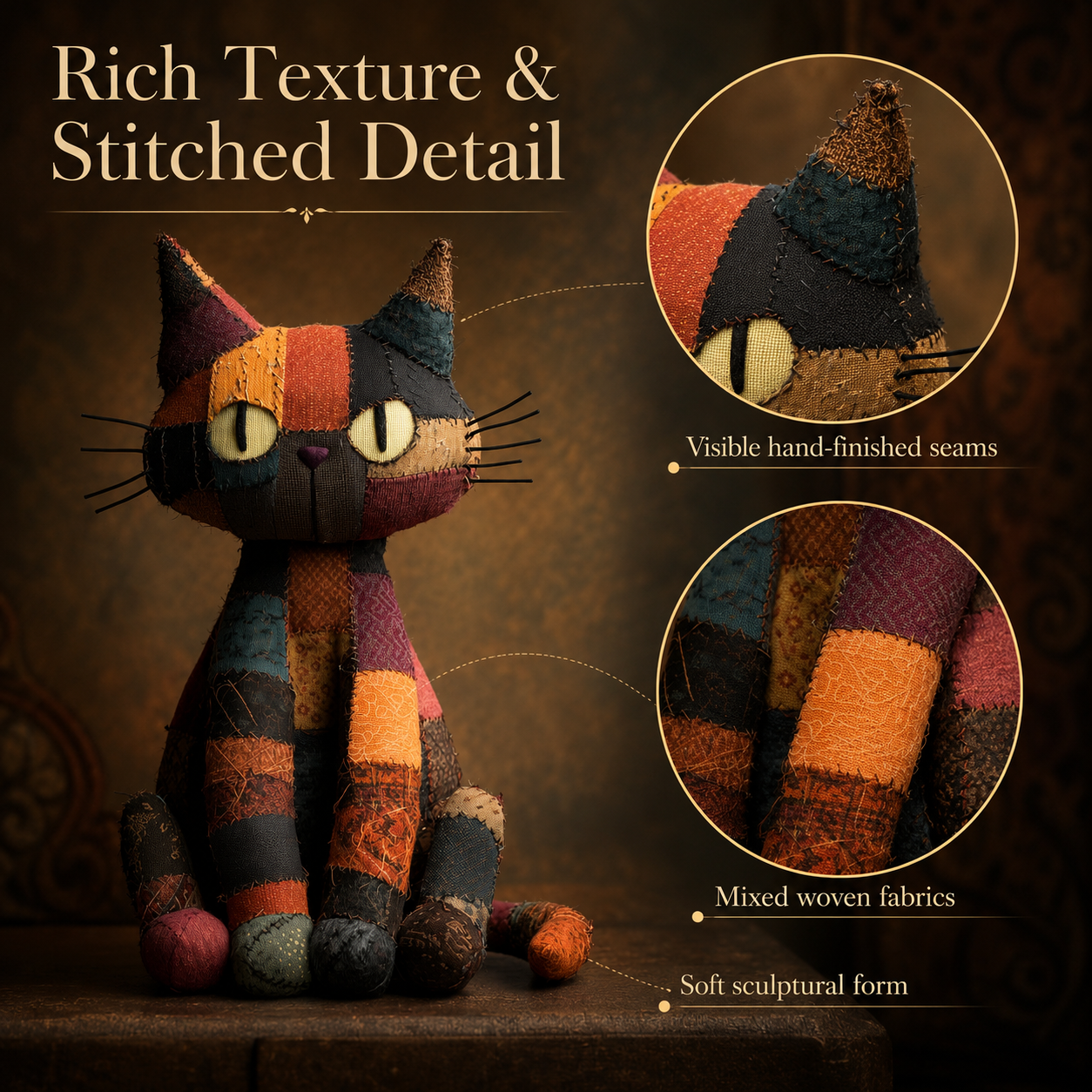 Ember Moon Patchwork Cat-HandPrint