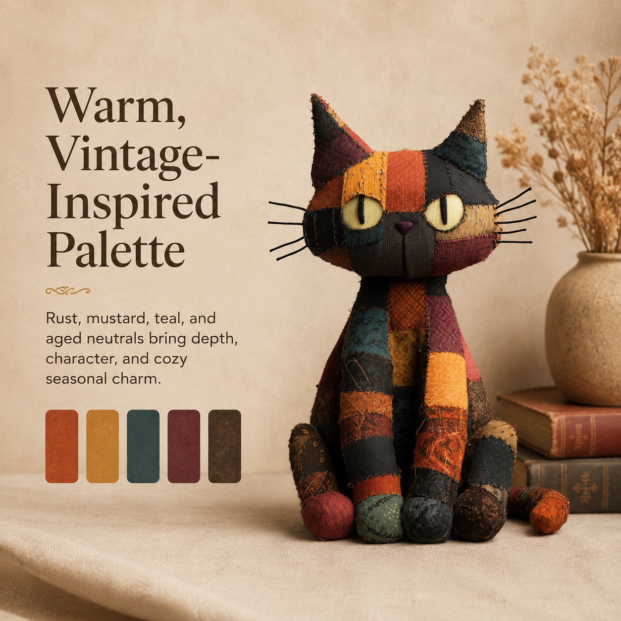 Ember Moon Patchwork Cat-HandPrint
