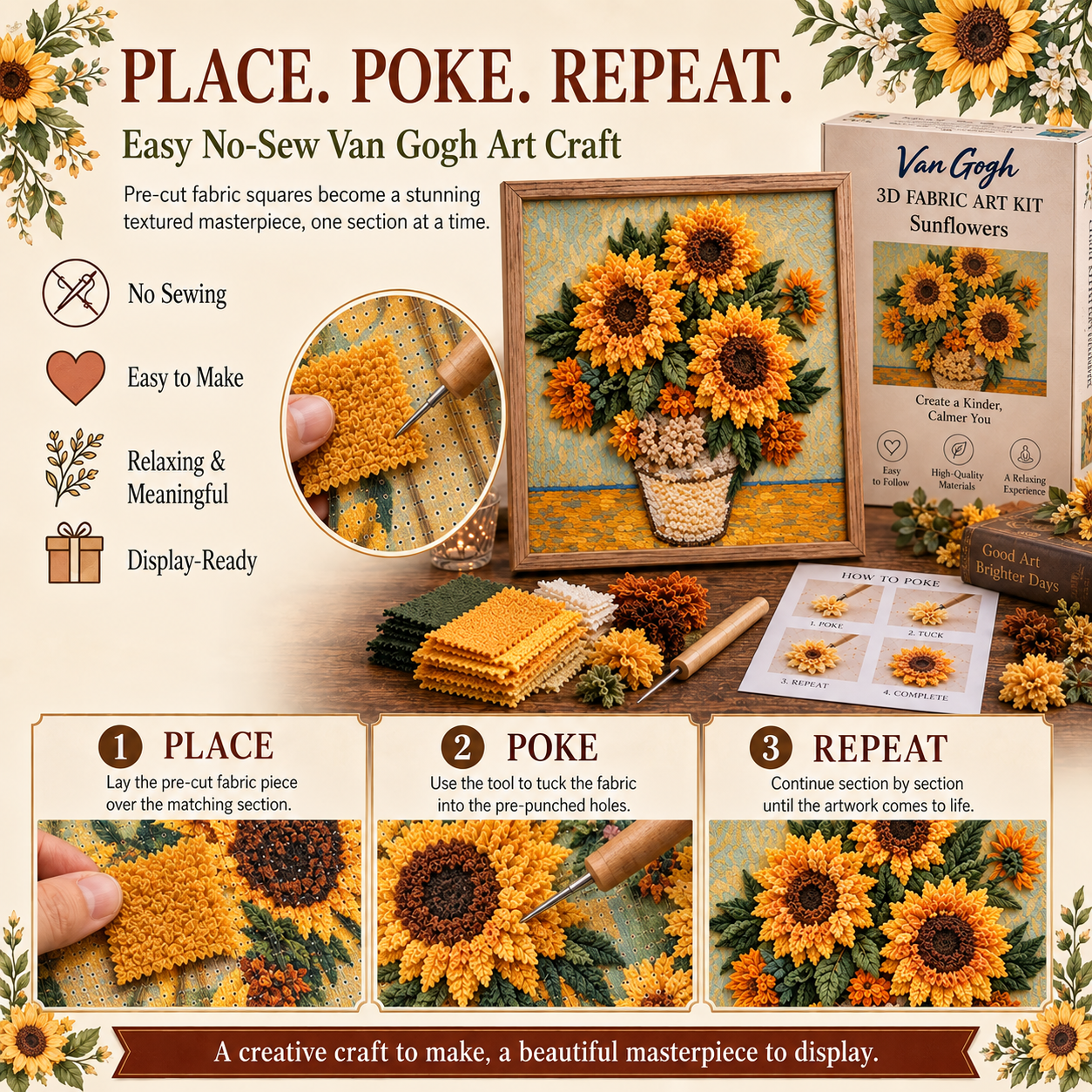 🎨 Van Gogh 3D Fabric Poke Art Kit-HandPrint