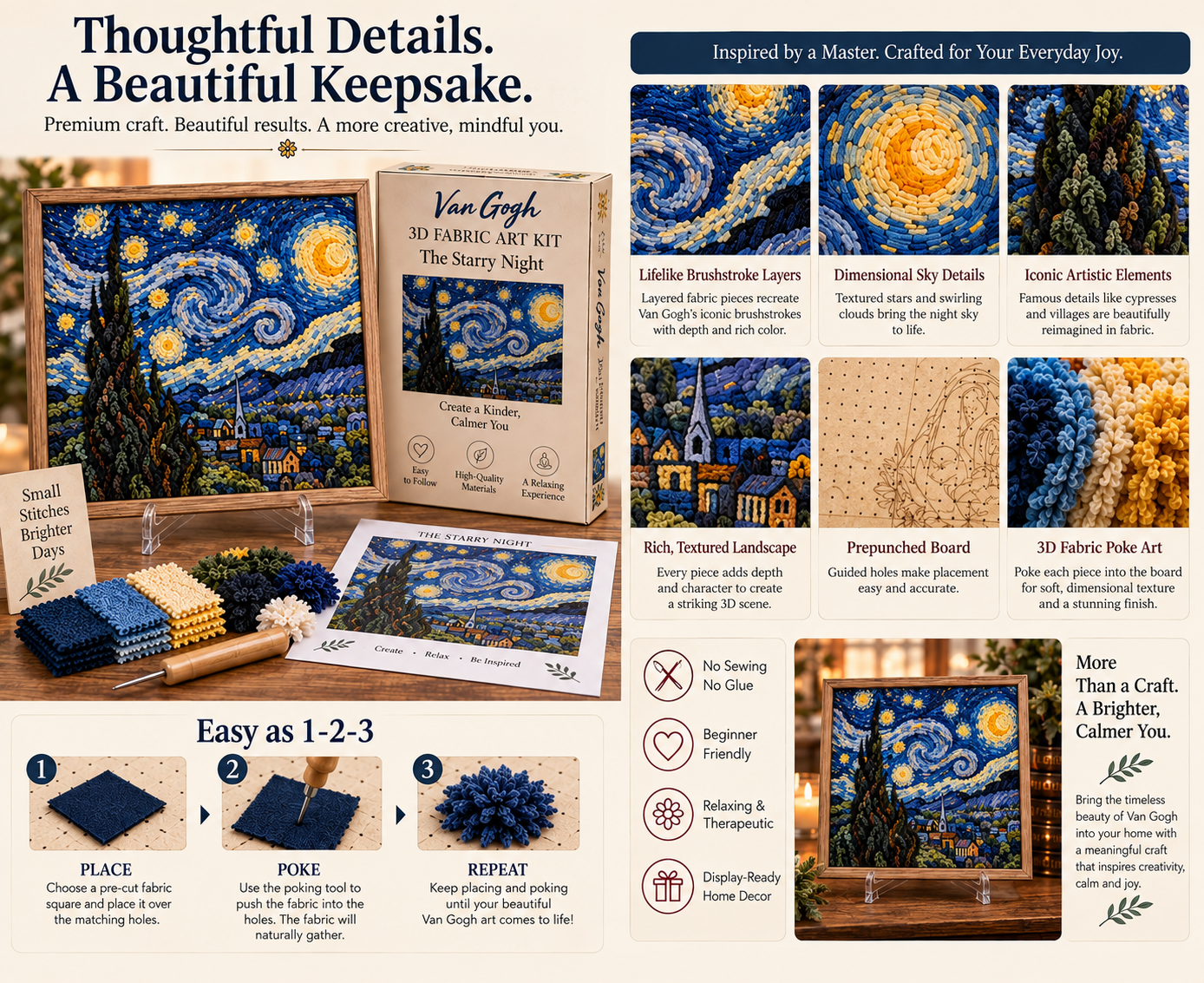 🎨 Van Gogh 3D Fabric Poke Art Kit-HandPrint