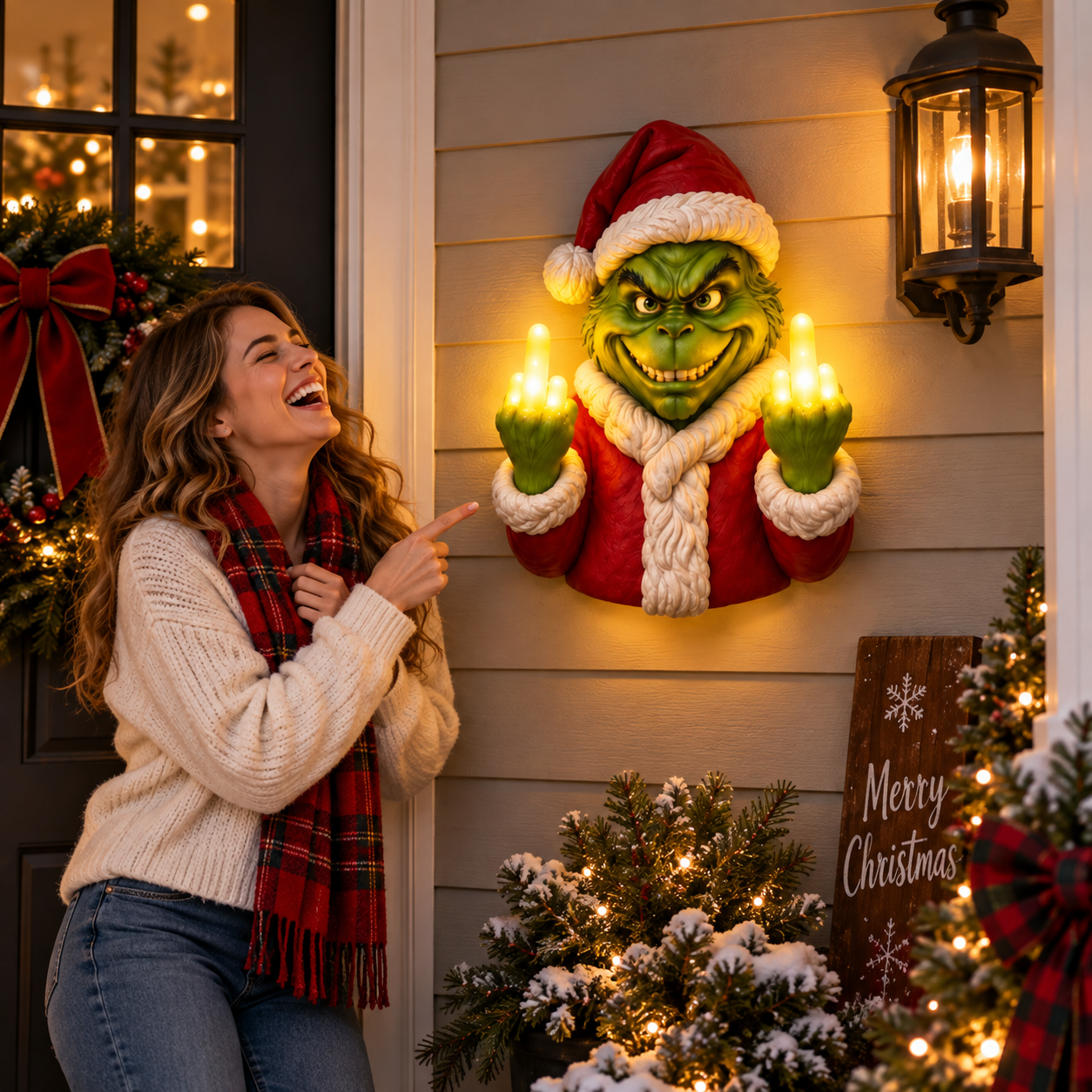 😍Funny Christmas Grinch Wall Lamp-HandPrint