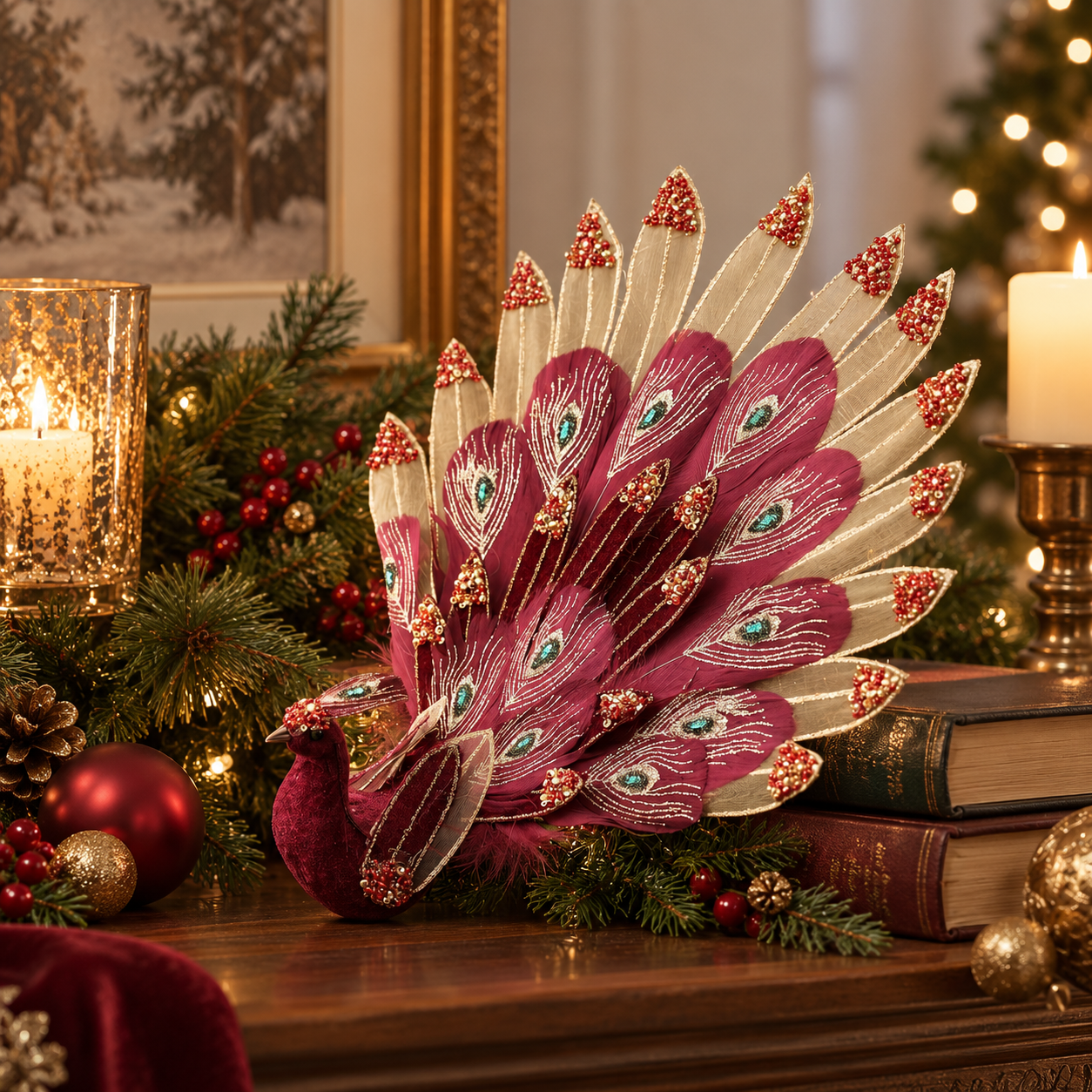 Elegant Peacock Christmas Ornament-HandPrint