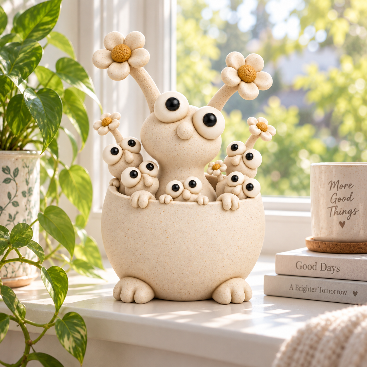 Little Garden Monster Ceramic Planter-HandPrint