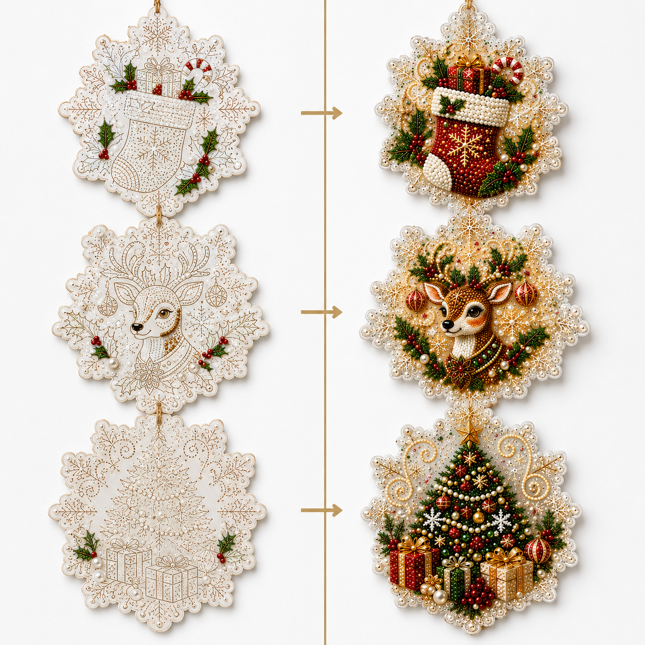 6-Piece Christmas Diamond Painting Ornament Kit 🎄✨-Free Shipping-HandPrint