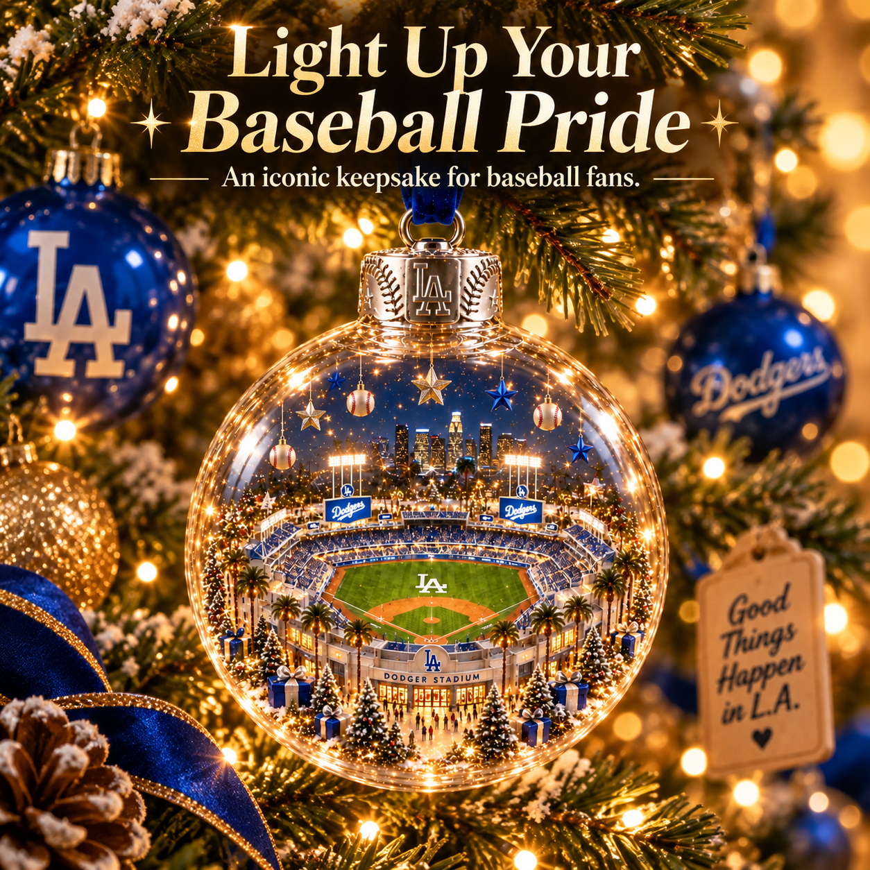 ⚾🎄 Light-Up Baseball Stadium Christmas Ornament-HandPrint
