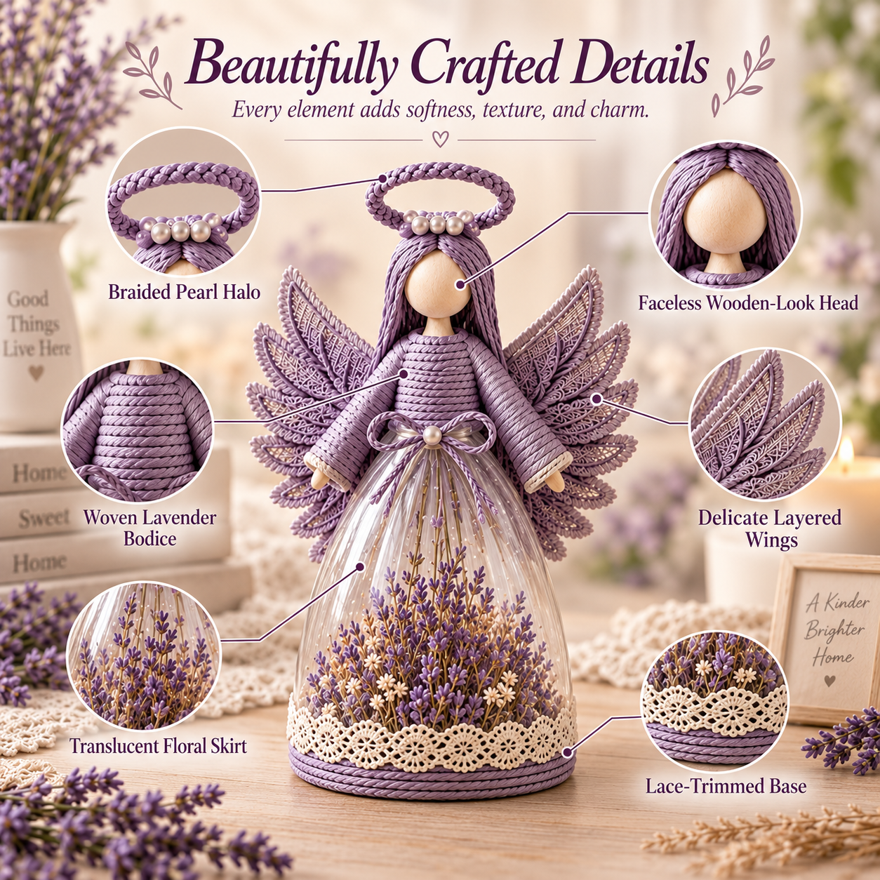 Lighted Floral Angel Figurine-HandPrint