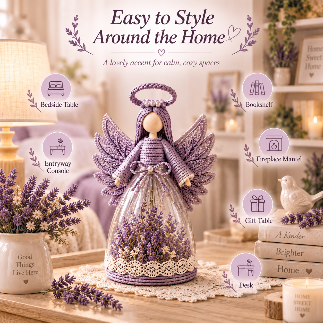 Lighted Floral Angel Figurine-HandPrint