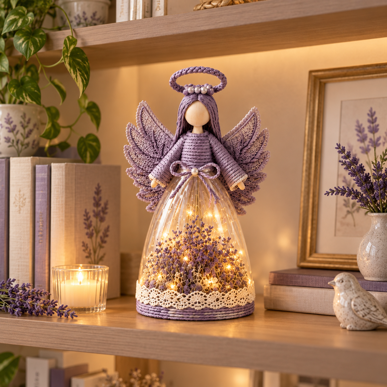 Lighted Floral Angel Figurine-HandPrint