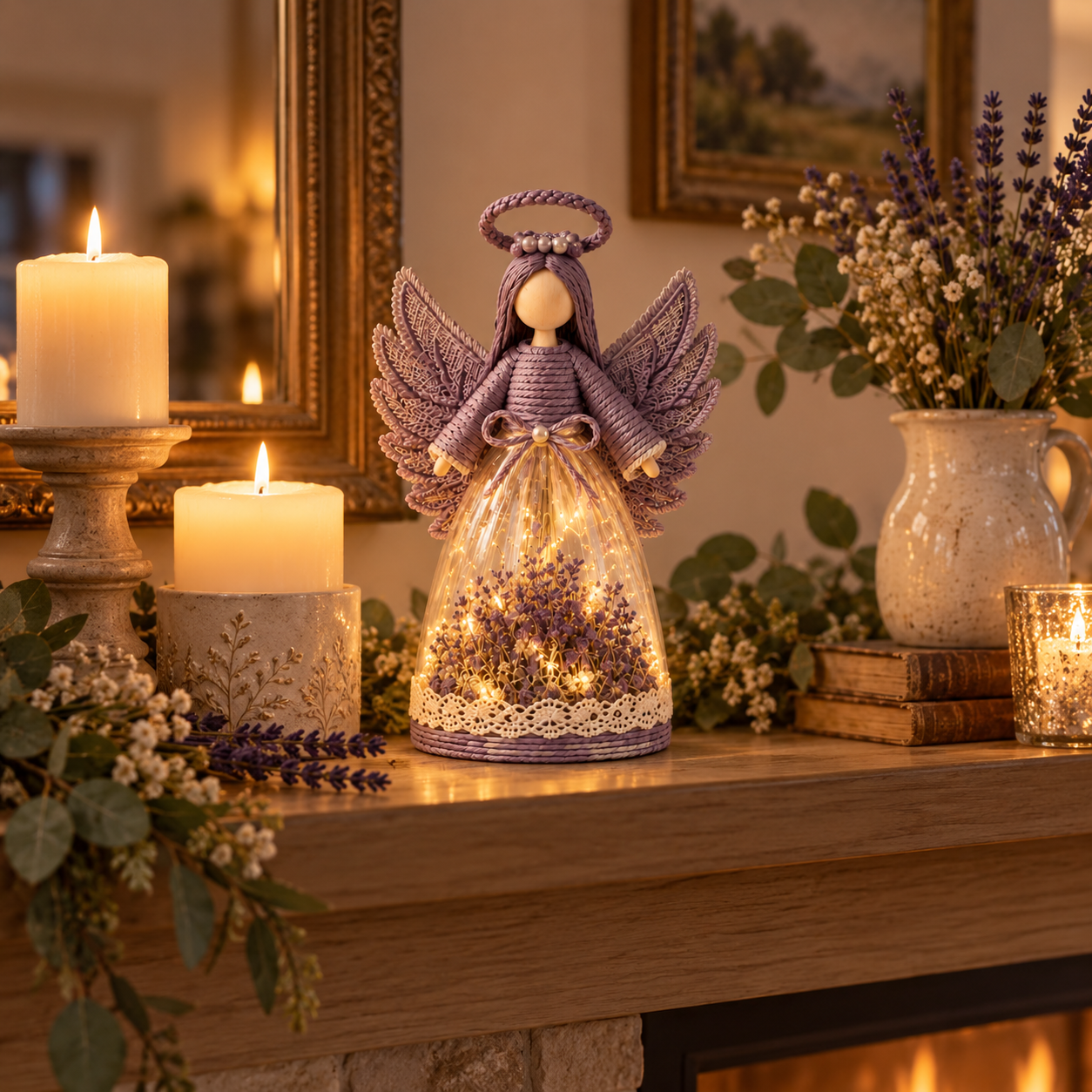 Lighted Floral Angel Figurine-HandPrint