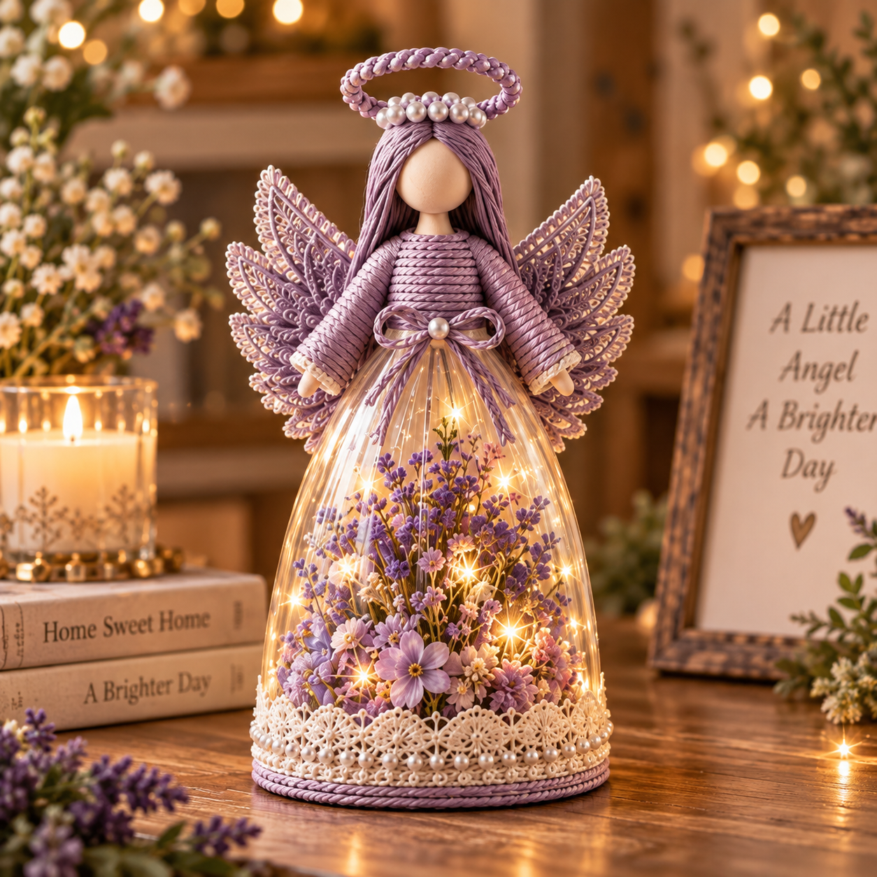Lighted Floral Angel Figurine-HandPrint